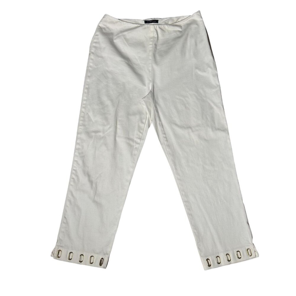 Jones New York Signature Dress Pants Size 4 White Stretch Keyhole Bottom Detail - Picture 3 of 11